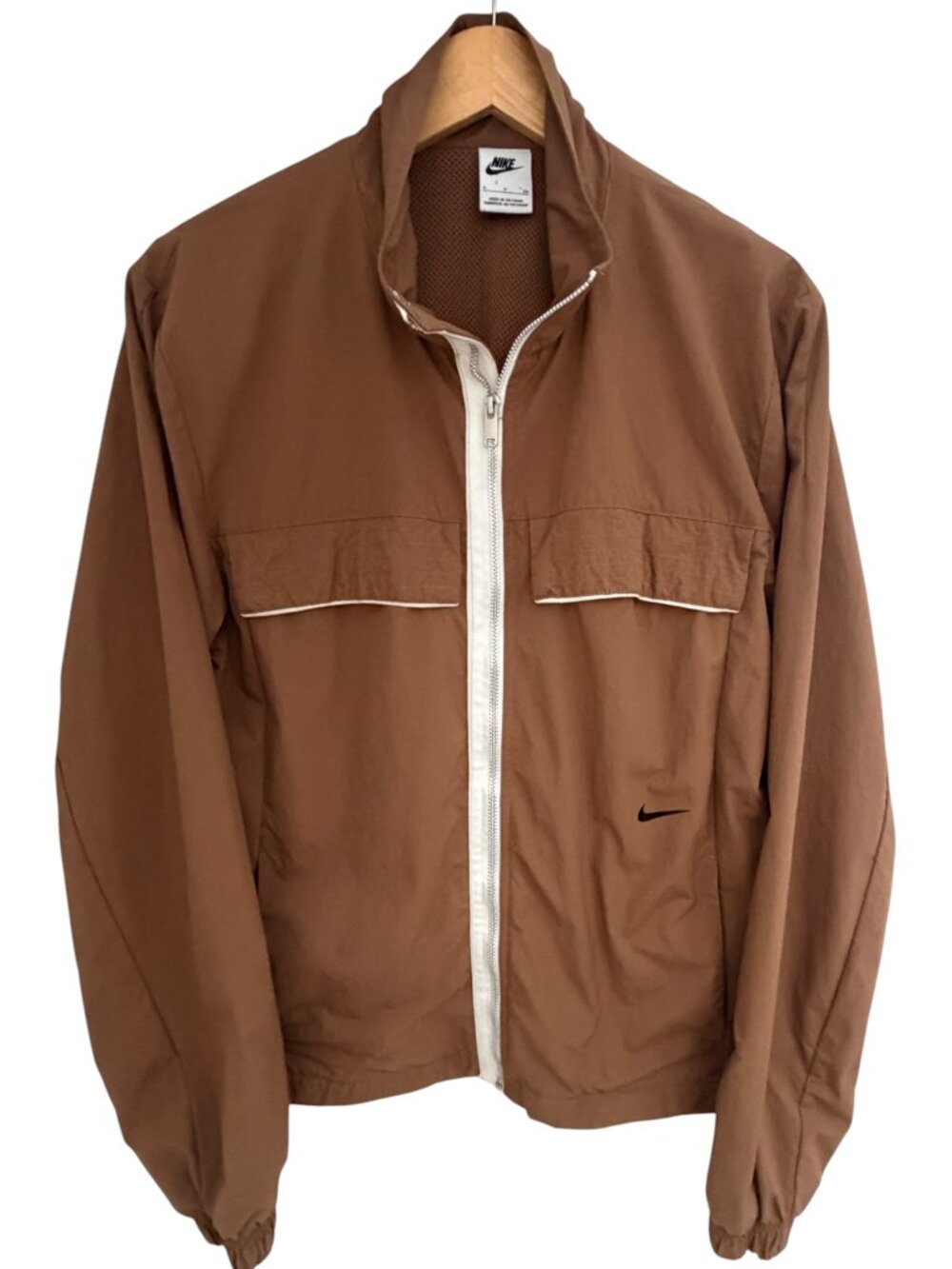 Nike Womens Small Brown Windbreaker Jacket Mesh Lined Full Zip SP220010SIV